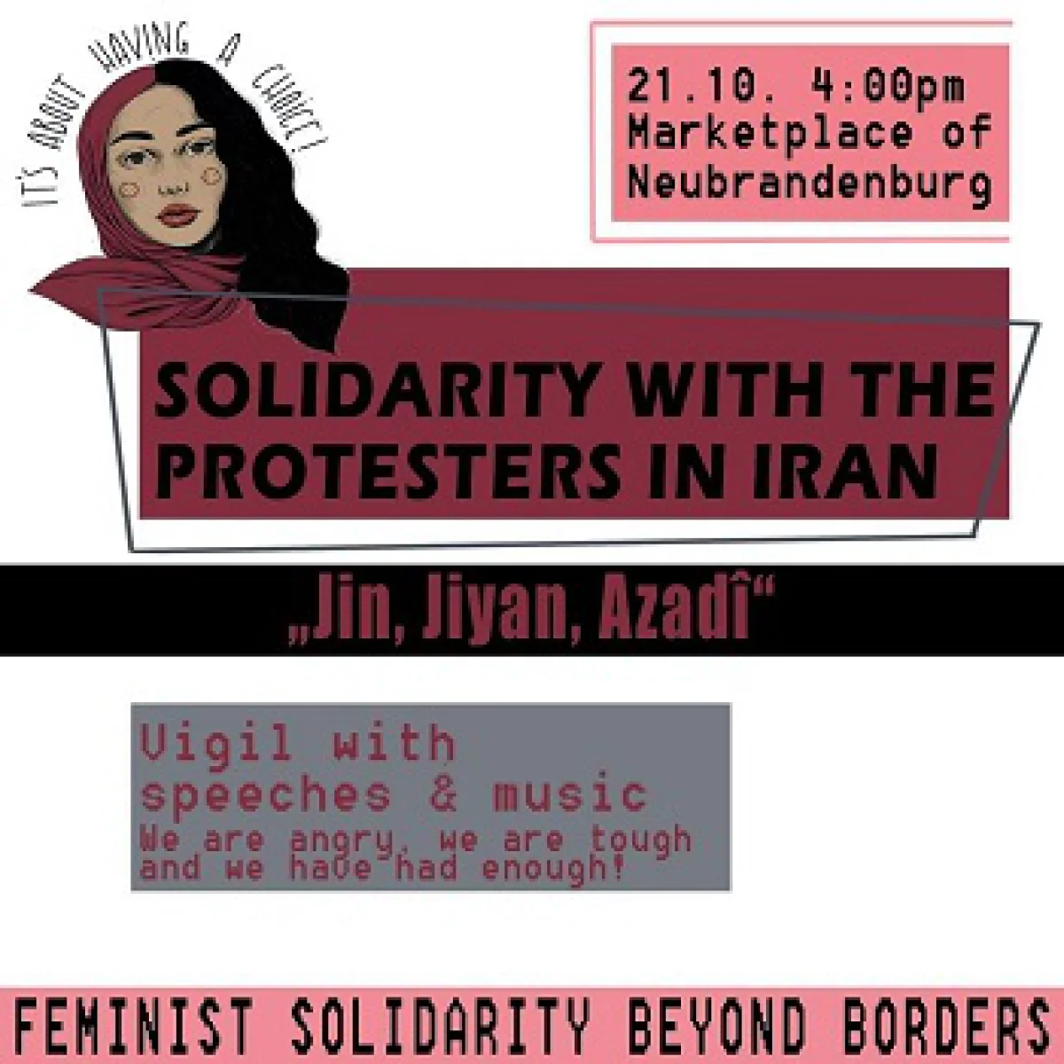 Flyer: MAHNWACHE: SOLIDARITÄT MIT DEN PROTESTEN IM IRAN