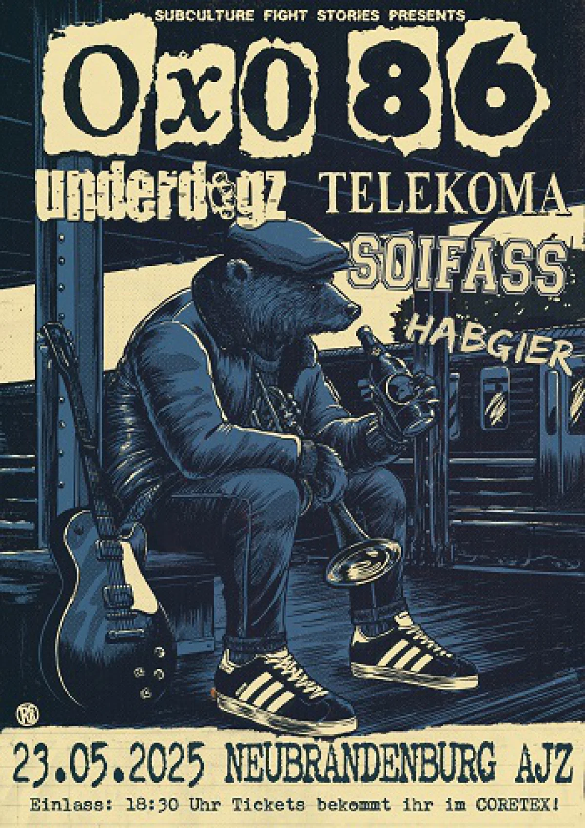 Flyer: OXO 86 + TELEKOMA + UNDERDOGZ + SOIFASS + HABGIER